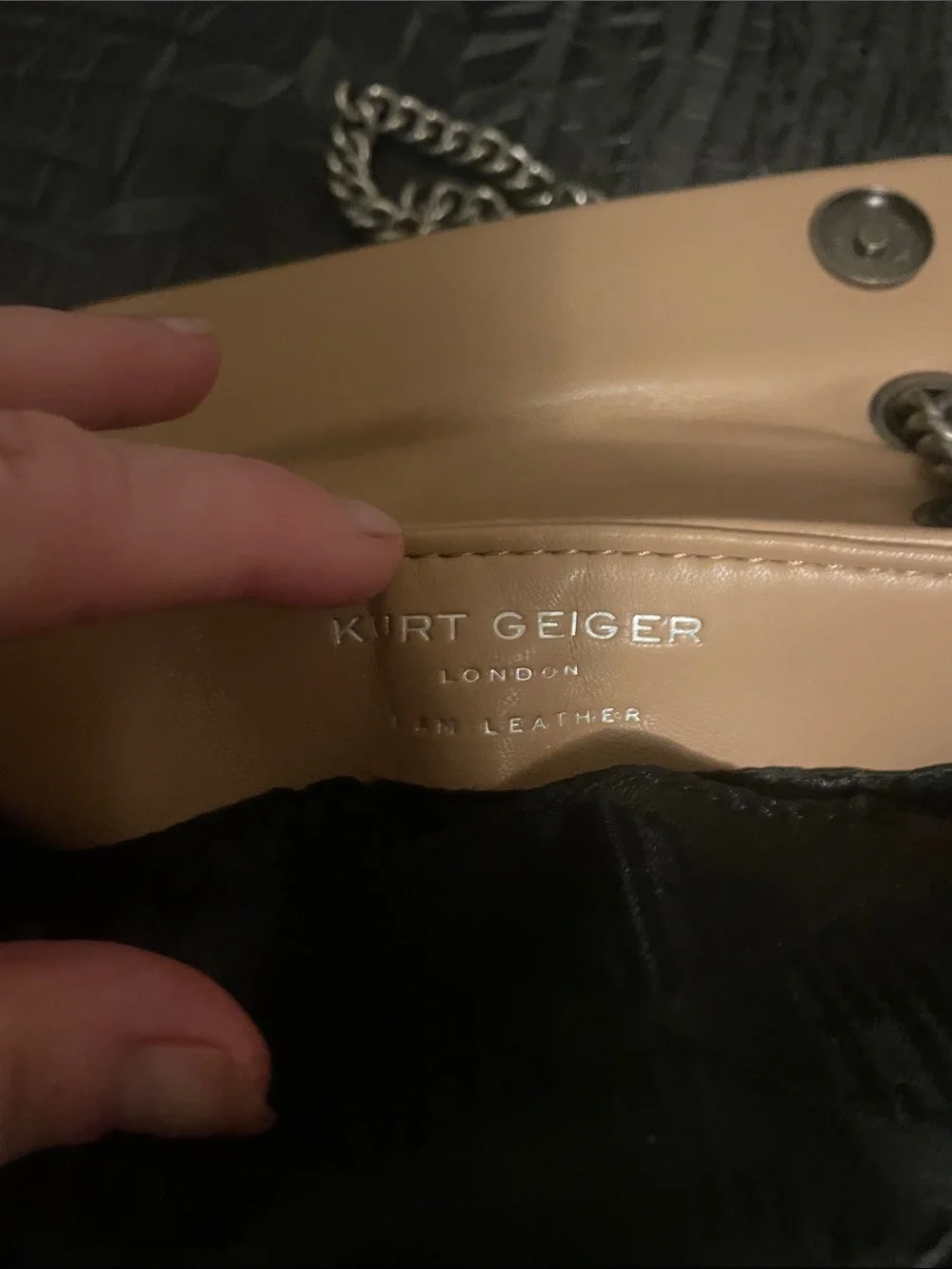 Quilted Leather Chain Shoulder Bag - Beige by Kurt Geiger